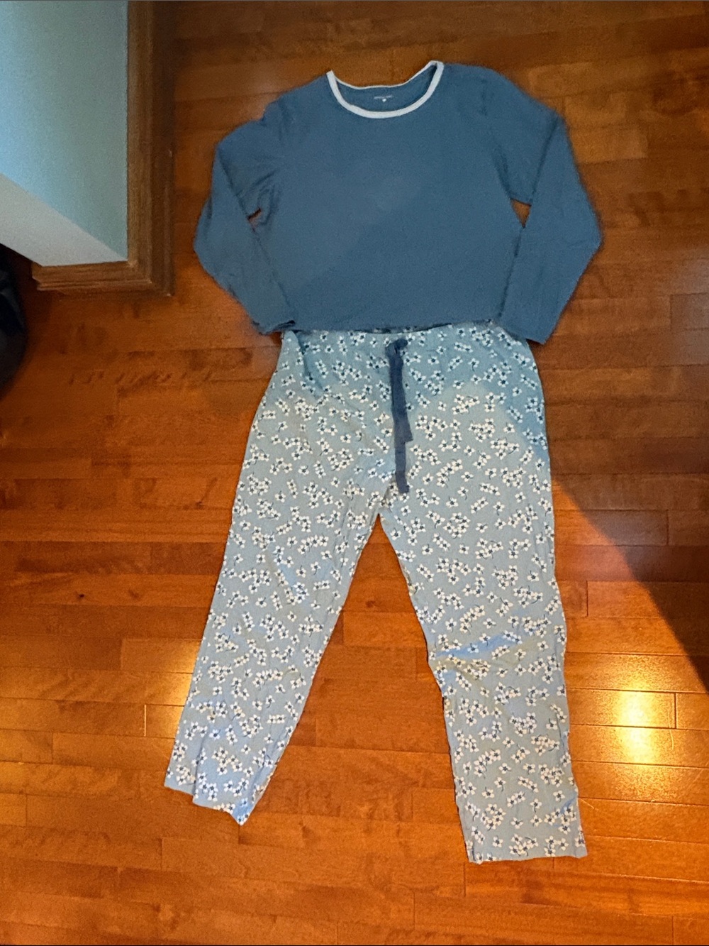 Lands' End Blue Two-Piece Pajama Set